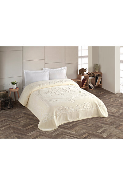 Bella Home Crystal Double Solid Color Blanket - 220X240 cm - Ecru with Original Box
