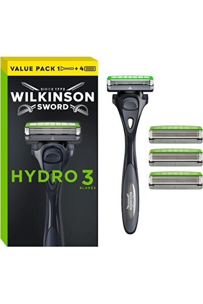 Wilkinson Sword Hydro 3 Men's Razor, Razor Handle + 5 Razor Blades, Moisturizing Gel Reservoirs