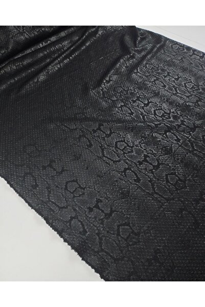 Kumaş Parça Πλεκτό ύφασμα κροκόδειλου σε μαύρο χρώμα Πλάτος: 145 cm