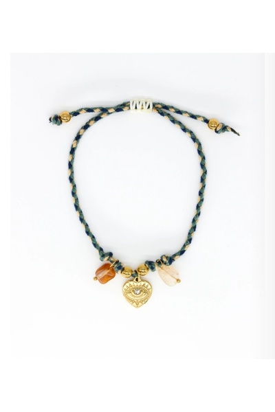 Mimoza Accessories Asansör Makrome Bileklik, Kaplı Göz Figürlü, Taşlı, Yeşil ...