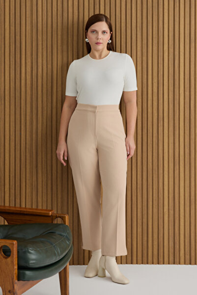 Aker Beige Woven Trousers with Elastic Waist Detail