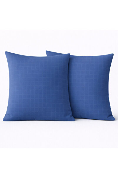 NazeninHome Decorative Throw Pillow 100% Cotton 40X40 cm Checkered Satin Royal