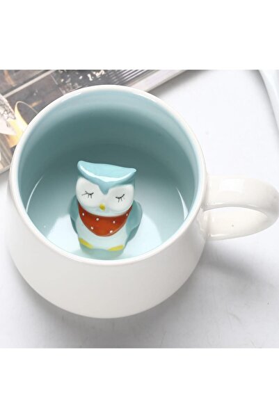 PALTO TASARIM كوب سيراميك هدية مع شكل بومة (الشكل موجود بالداخل)