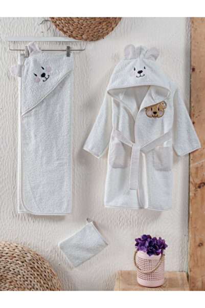 Kidboo طقم رداء حمام قطني بتصميم لطيف مكون من بغطاء رأس رداء حمام - 3 مناشف -...