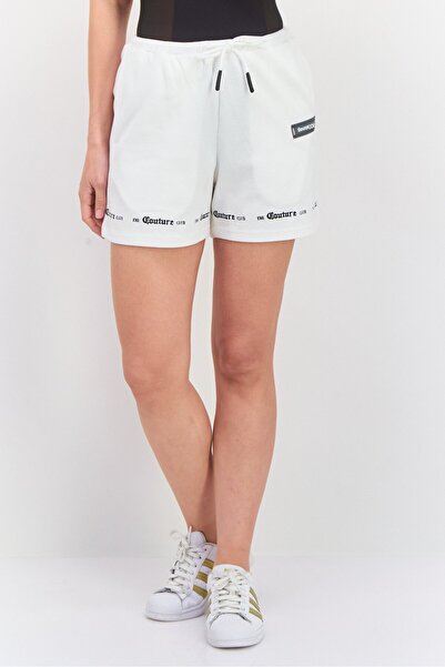 The Couture Club Women Drawstring Brand Logo Basic Shorts, White