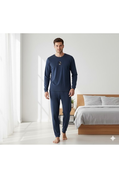 FAMES PİJAMA Men's Long Sleeve Winter Pajama Set