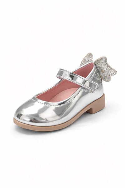 pinkchıld Girl's Silver Ballerina Shoes with Orthopedic Non-Slip Soles