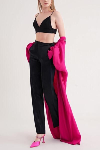 SOCIETA Siyah Beli lastikli bol kesim pantolon 41621