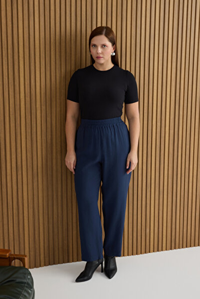 Aker Navy Blue Elastic Waist Trousers