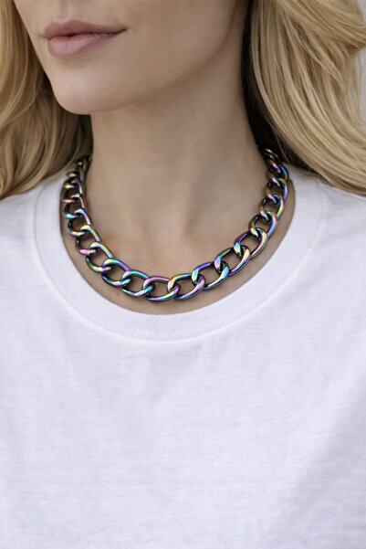 Modex Oval Ring Light Rotating Colorful Chain Necklace (40+5cm)