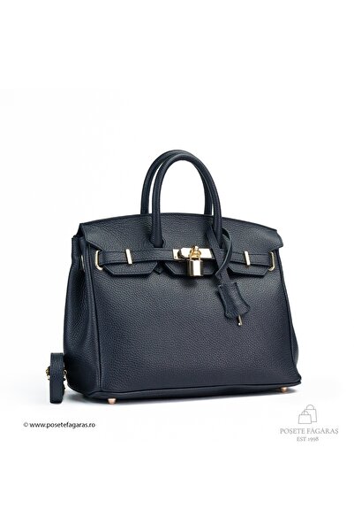Posete Fagaras Mini Edith Leather Purse - Navy Blue, Casual Bag Made of Genuine Leather, Handbag, Bags