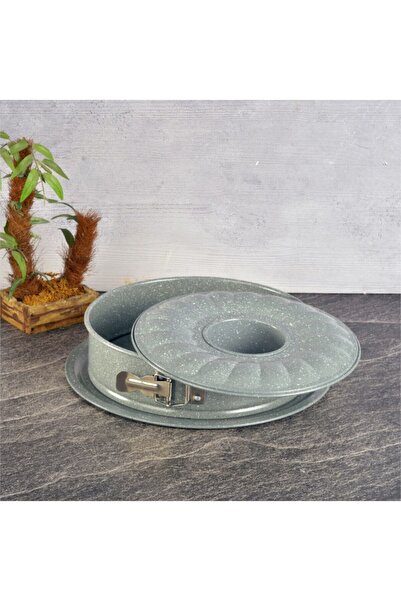 ERGENÇLER 3 Piece Granite Cake Mold with Clamp Tray 26cm