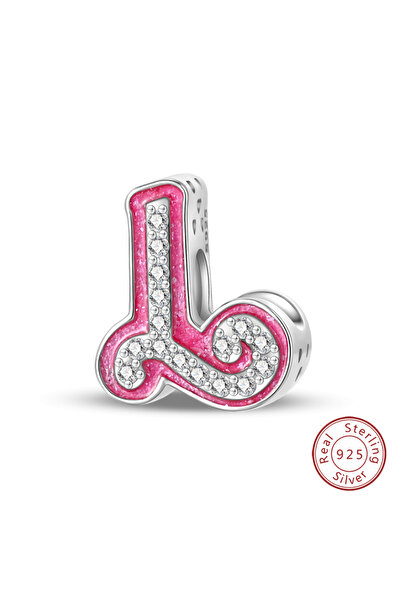 Choice10 PAC1236-L 925 Silver Color Princess Pink 26 Letters Love Charms Bead...