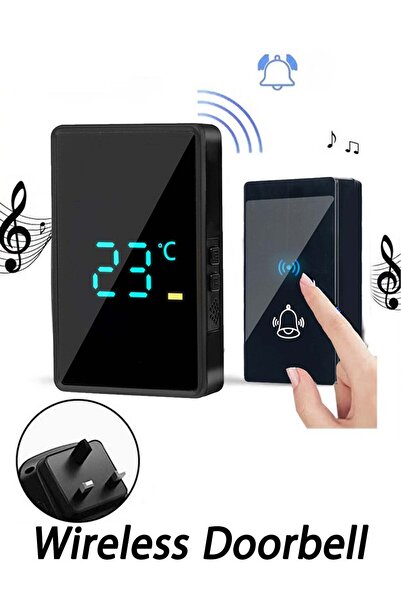 Generic جرس باب لاسلكي مزود بشاشة LED لعرض حالة الطقس، و60 خيارًا للنغمة، ومستوى صوت قابل للتعديل، ومقاوم للماء