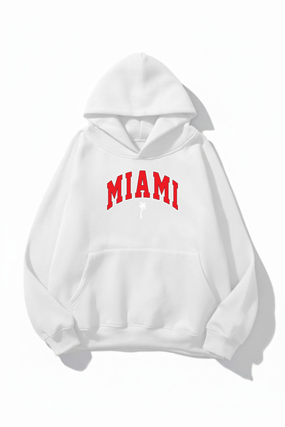 uyguntarz سويت شيرت بقلنسوة ذو نسيج ناعم للجنسين من ميامي مطبوع تصميم قصة فضف...