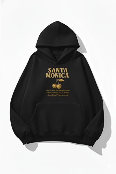 uyguntarz Hanorac unisex cu textura moale Santa Monica cu imprimeu Design sup...