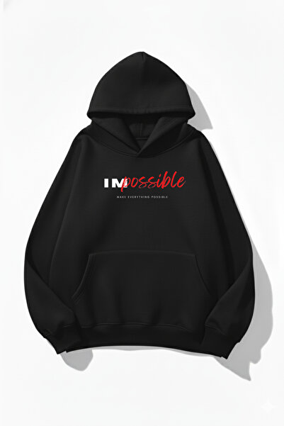 uyguntarz Φούτερ με κουκούλα Unisex με μαλακή υφή Impossible με τύπωμα Design...