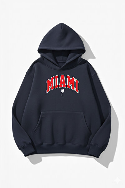 uyguntarz سويت شيرت بقلنسوة ذو نسيج ناعم للجنسين من ميامي مطبوع تصميم قصة فضف...