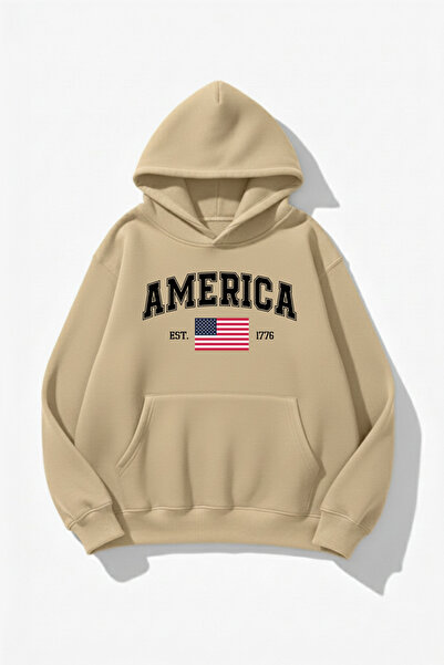 uyguntarz Hanorac unisex cu textura moale America cu imprimeu Design supradim...