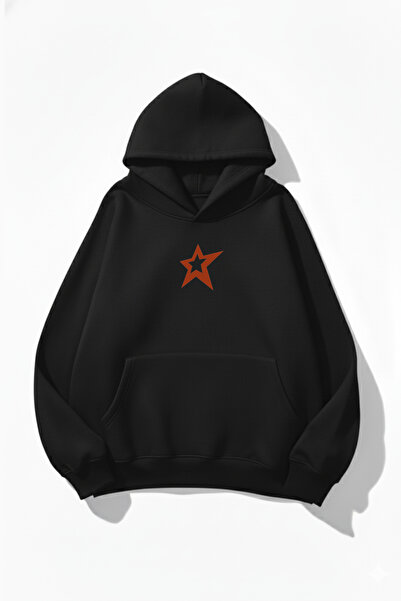 uyguntarz Hanorac unisex cu textura moale Red Star cu imprimeu Design supradi...