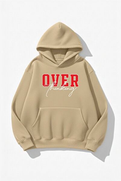 uyguntarz Φούτερ με κουκούλα με μαλακή υφή Unisex Over Thinking με τύπωμα Des...