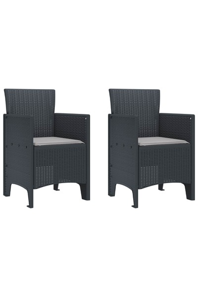 vidaxl كرسي حديقة عدد 2، لون أنثراسيت، 53 × 49 × 85 سم، مصنوع من البولي بروبيلين