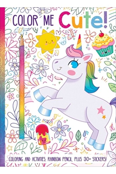 Silver Dolphin Books Color Me Cute! Coloring Book with Rainbow Pencil
