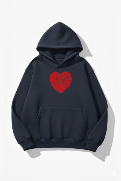 uyguntarz Hanorac unisex cu textura moale Heart Trace B cu imprimeu Design O ...