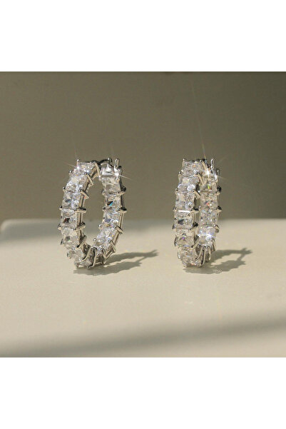 Choice WG0036-1 New Rainbow Rectangular Cubic Zirconia Hoop Earrings for Women Bling Luxury Wedding Accesso