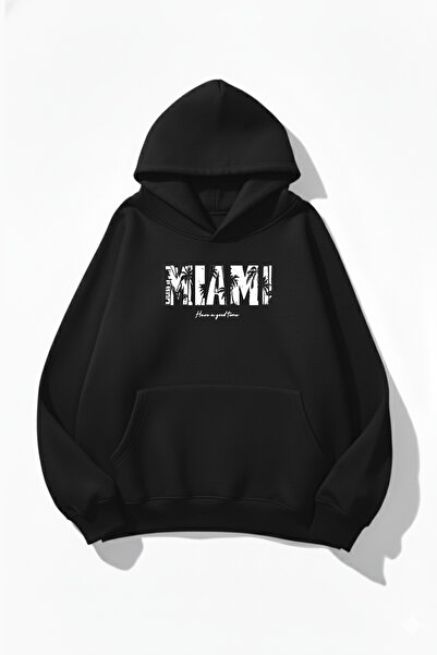 uyguntarz Hanorac unisex cu textura moale Miami cu imprimeu Design supradimen...