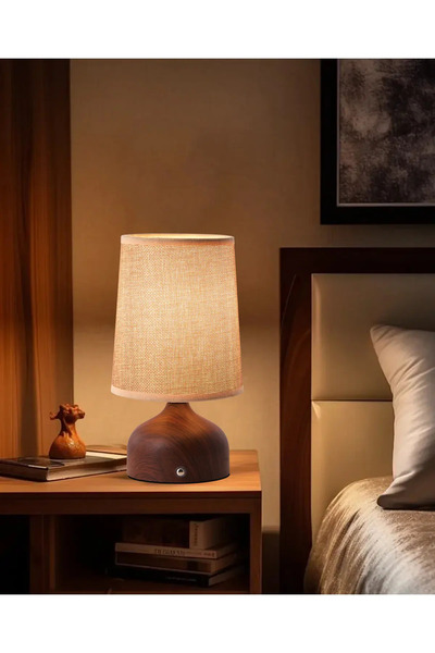 HubRom Ξύλινο φωτιστικό Maite με λεπτομερή σχεδίαση, ασύρματο και αφής, με LE...