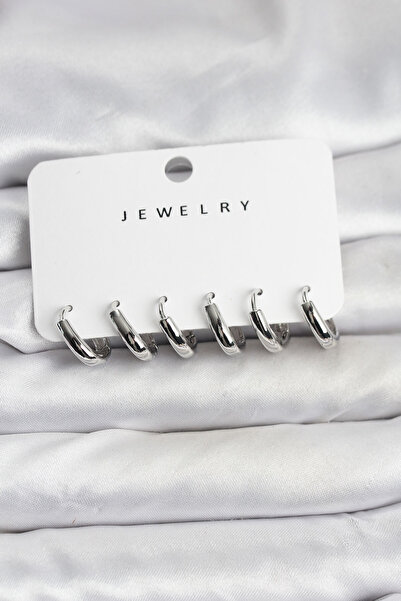 STİLLOVE طقم أقراط نسائية من النحاس الفضي اللون