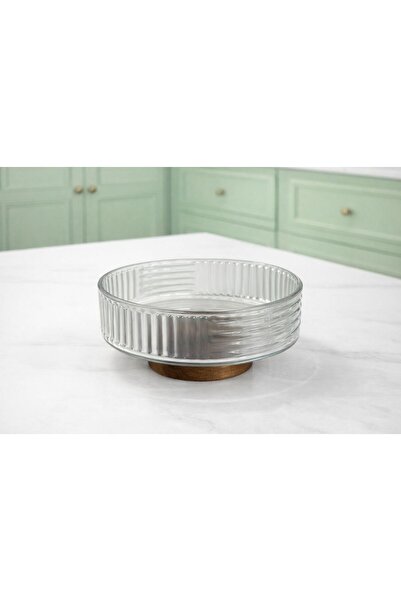 YONCA ART CONCEPT MİEN MARKA AKASYA STANTLI ŞIK CAM KASE- SUNUMLUK, MEYVELİK ...