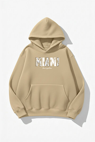 uyguntarz Hanorac unisex cu textura moale Miami cu imprimeu Design supradimen...