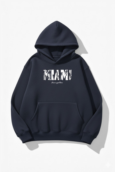 uyguntarz Hanorac unisex cu textura moale Miami cu imprimeu Design supradimen...