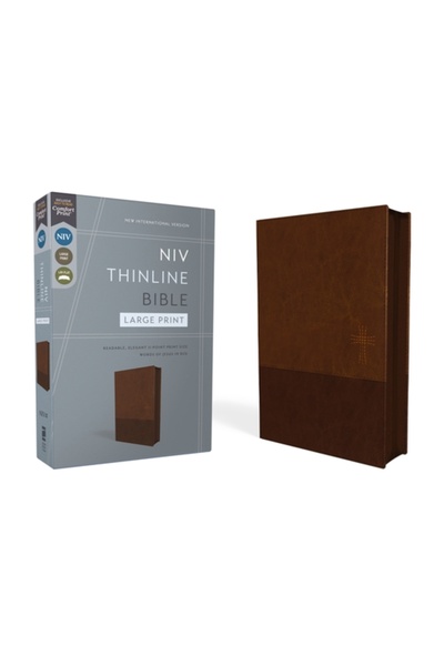 Zondervan Niv, Biblie cu linii subțiri, Litere mari, Text moale, Maro, Fermoa...