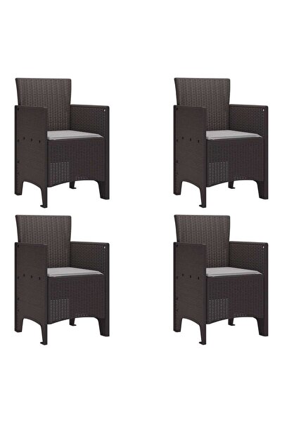 vidaxl كرسي حديقة، 4 قطع، بني، 53 × 49 × 85 سم، بولي بروبيلين