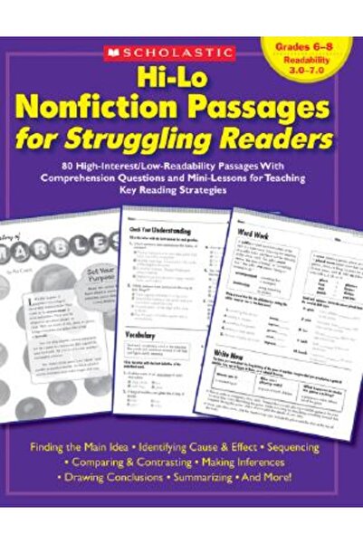 Teaching Resources Pasaje non-ficțiune Hi-Lo pentru cititori cu dificultăți: Clasele 6-8: 80 de cărți cu interes ridicat/ușurință redusă