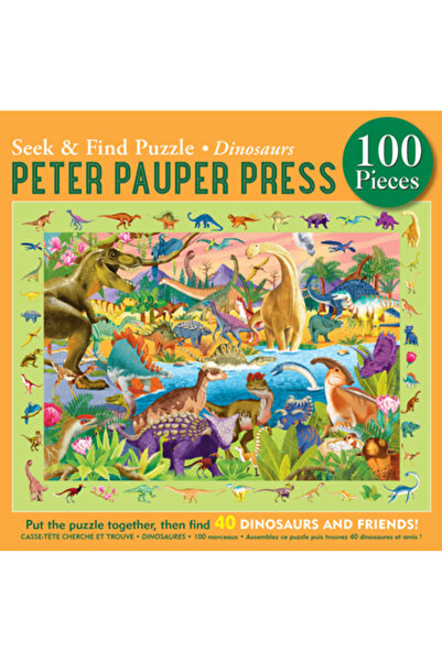Peter Pauper Puzzle cu 100 de piese „Dinozauri caută și găsește”