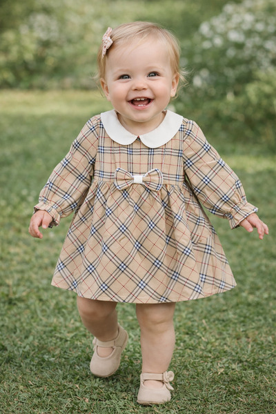 Babexi Anne Dokunuşu Ekose Kız Bebek Elbisesi