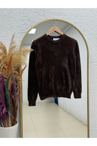 MİHRA STORE Almira Plush Short Sweater-Zi̇5013 Brown