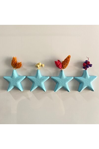 SERÜVENTR Verdoflora - 4'lü Magnetli Mini Vazo - Yıldız Star Tasarım - Buzdol...