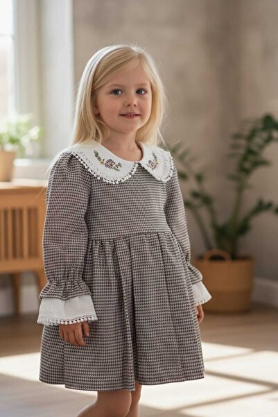 VİYOLİNA Pi̇ti̇kare Patterned Dress with Collar Detail