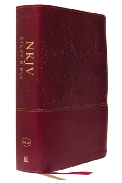 Thomas Nelson Pub Biblia de studiu NKJV, imitație de piele, roșie, color, edi...