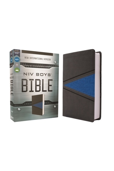 Zondervan Biblia Niv pentru băieți, piele moale, gri/albastru, imprimeu confo...