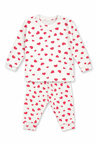 TWOO KİDS Soft Textured Corded Fabric Heart Baby Kids Set - Bottom Top Set