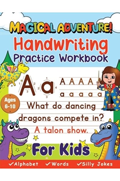 INDEPENDENT CAT Caiet de exerciții pentru scrisul de mână pentru copii cu vârsta cuprinsă între 6 și 10 ani (Aventură magică): Caiet de lucru pentru tipărire, trasarea literelor,