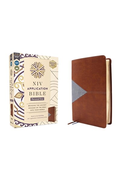 Zondervan Biblia cu aplicația NIV, mărime personală, piele moale, maro/albast...