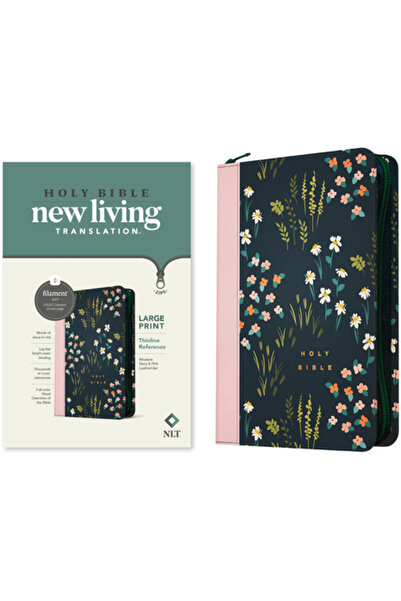Tyndale House Publ Biblia NLT cu linie subțire și caractere mari, cu fermoar,...