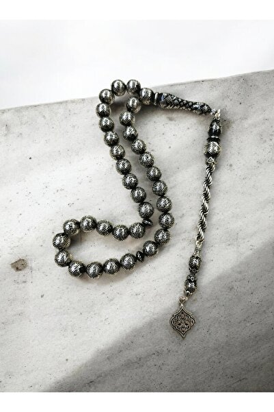İnan Tesbih Special Craftsmanship Intense Silver Engraved Silver Tassel-Ed Sp...